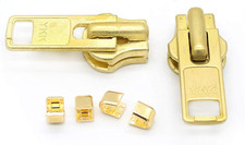 Zipper Repair Kit - 10 YKK Extra Heavy Brass Sliders - 2 Sliders 4 Top Stops