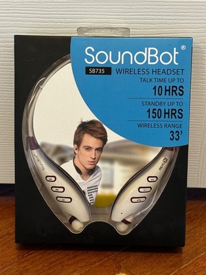   SoundBot SB735 Wireless Bluetooth Headset Neckband Earphones   NIB Silver