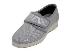 EMANUELA Women's Pearl Grey Stretch Shoes with Removable Foot Strap