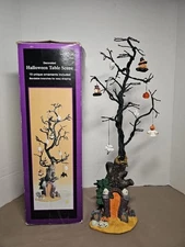 Halloween Spooky Tree With Ornaments Pumpkins, Ghost, Witch, Skull, Scarcrow 17"
