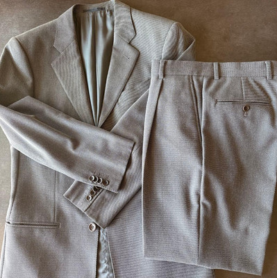 Armani Collezioni Wool Stripe Suit Set Charcoal Gray Italy 46 Rare