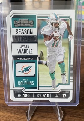 JERSEY # MATCH Jaylen Waddle 2023 Contenders Ticket Stub 17/17 Bookend (1/1)