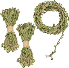 98 Feet 5MM Burlap Leaf Ribbon, Natural Wall Hanging Jute Vine Twine with Artifi