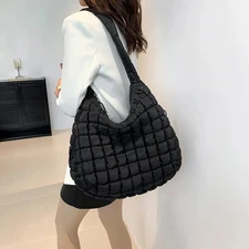 Women Quilted Tote Bag Large Capacity Crossbody Puffer Lightweight Shoulder Bags