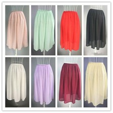 Lady Chiffon Petticoats Underskirt Elastic Waist Thin Solid Summer One Size Chic