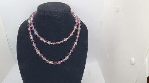 JOAN RIVERS Lovely Beaded Necklace~Puple Shades & Clear~Preowned~Read Desc...