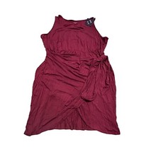 Women's Plus Size Sleeveless Knit Wrap Dress - Ava Viv Burgundy 3X