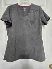 SCRUBSTAR Scrub Top size M-Grey w/Pink trim-Chest 22"/L 27.5"