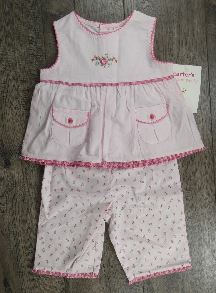 Baby Girl Clothes New Vintage Carter's 6 Month 2pc Garden Party Pink Outfit