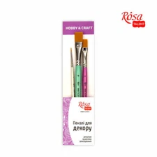 Rosa Studio Paint Brush Set N3 - FOR DECOR. synthetic round and flat. 3 piece...