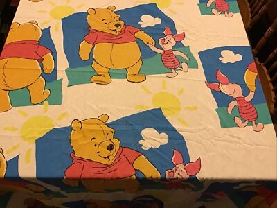 Vintage 90s Winnie the Pooh Piglet Twin Flat Bed Sheet Sunny Day
