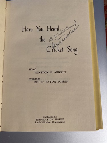 SIGNED Have You Heard The Cricket’s Song By Abbott & Bossen 1979 - Picture 3 of 7