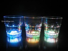 LED Light Up Flashing 8oz Plastic Rocks Glasses for Drinks Kids Fun Glow Party