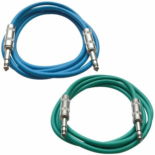 2 Pack of 1/4" TRS Patch Cables 3 Ft Extension Cords Jumper 3 Pin Various Colors - 第 10/29 張圖片