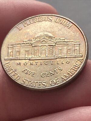 2013 P Jefferson Nickel Actual Coin Unique One-of-a-kind Blue Tone