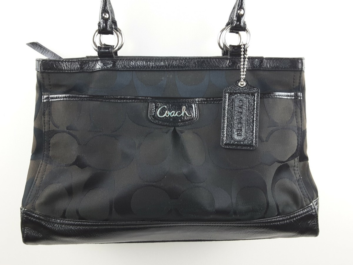 Coach Signature Canvas Patent Carryall Shoulder Bag F19725