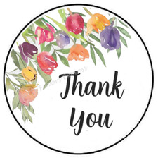 THANK YOU WATERCOLOR FLOWERS ENVELOPE SEALS LABELS STICKERS PARTY FAVORS