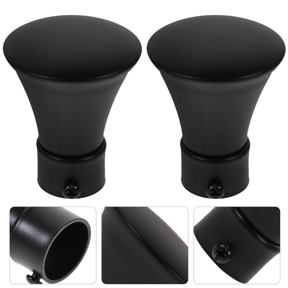 2 Pcs Curtain Rod Finials Ends Only Black Out Decorative Head eBay