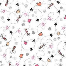 Feline Drive Fabric MEOWGICAL Feline Stitches White - Fat Quarter 18"x22" FQ