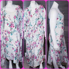 Vintage Cinema Etoile Lingerie Loungeware Floral Nightgown Long Robe Belt Set Sm