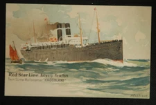 H Cassiers Postcard Steamship SS Kroonland Red Star Line Twin Screw Mailsteamer