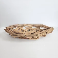 Handmade Driftwood Basket Bowl Folk Art Centerpiece Coastal Nautical Decor 19” B