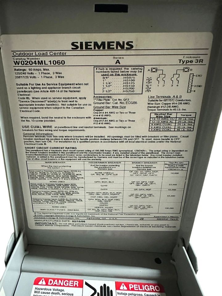 Siemens W0204ML 1060 60A SPA панель коробка - Изображение 3 из 4