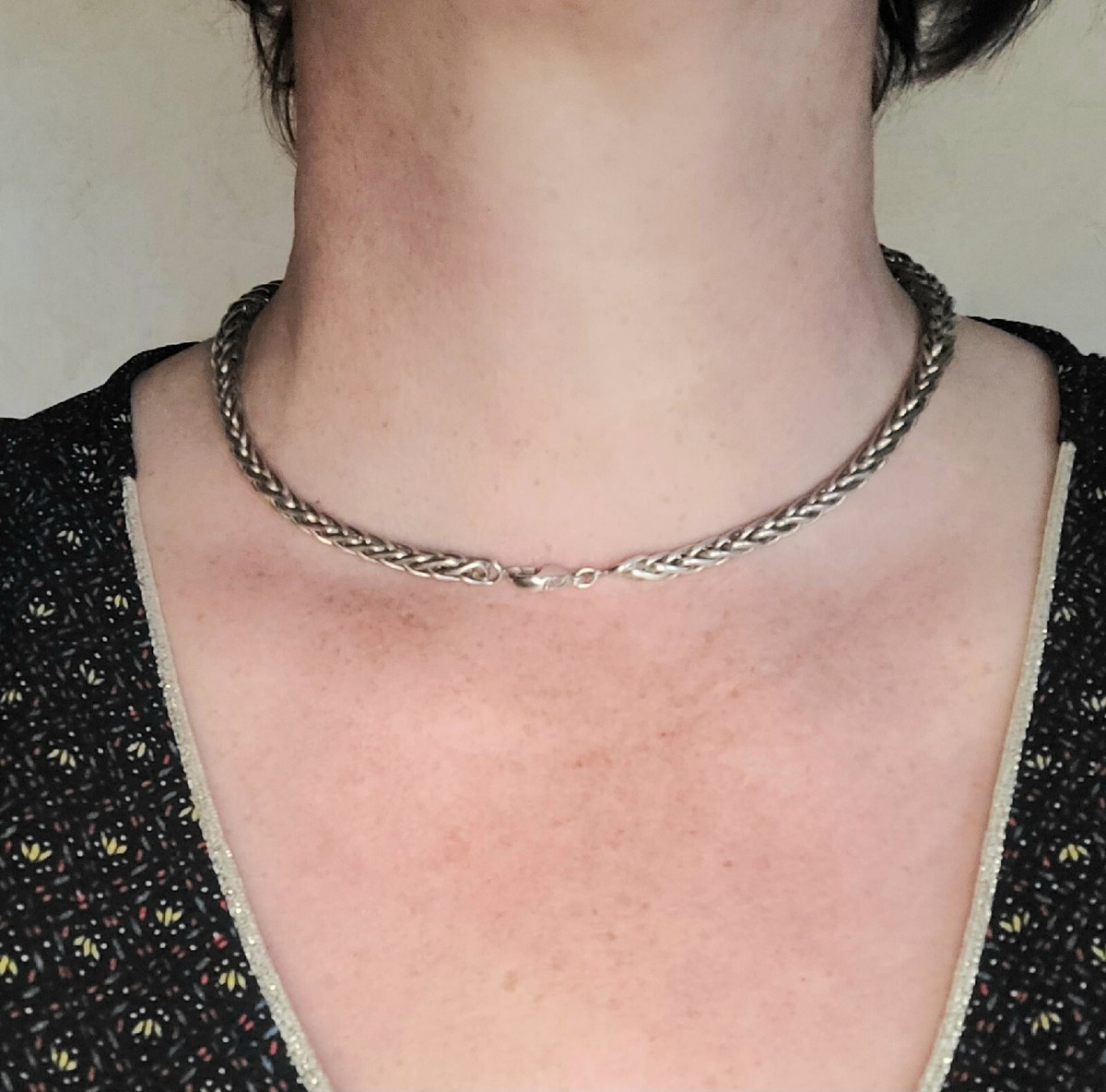 Chaîne Argent 925 Maille Ancienne Collier Chaîne En Argent Massif 925 - Maille Art Nouveau, Style Ethnique Déco, Occasion Collier Argent Massif 925