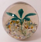 Large Edward Rithner Vintage Green ICEPICK FLOWER MOTIF Art Glass Paperweight — photo 1