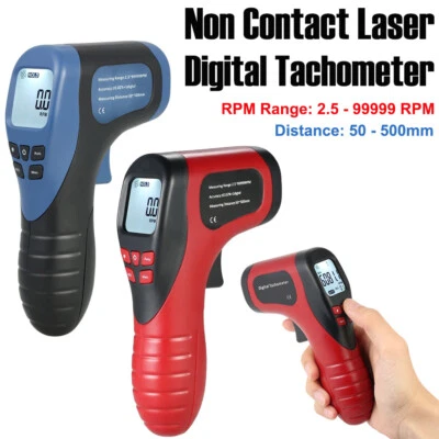 Handheld Digital Photo Laser Tachometer LCD Non-Contact RPM Meter w/ 9V Battery