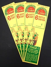 Lot of 4 Vintage Original COCA-COLA carton inserts 1950s New Old Stock NOS Coke