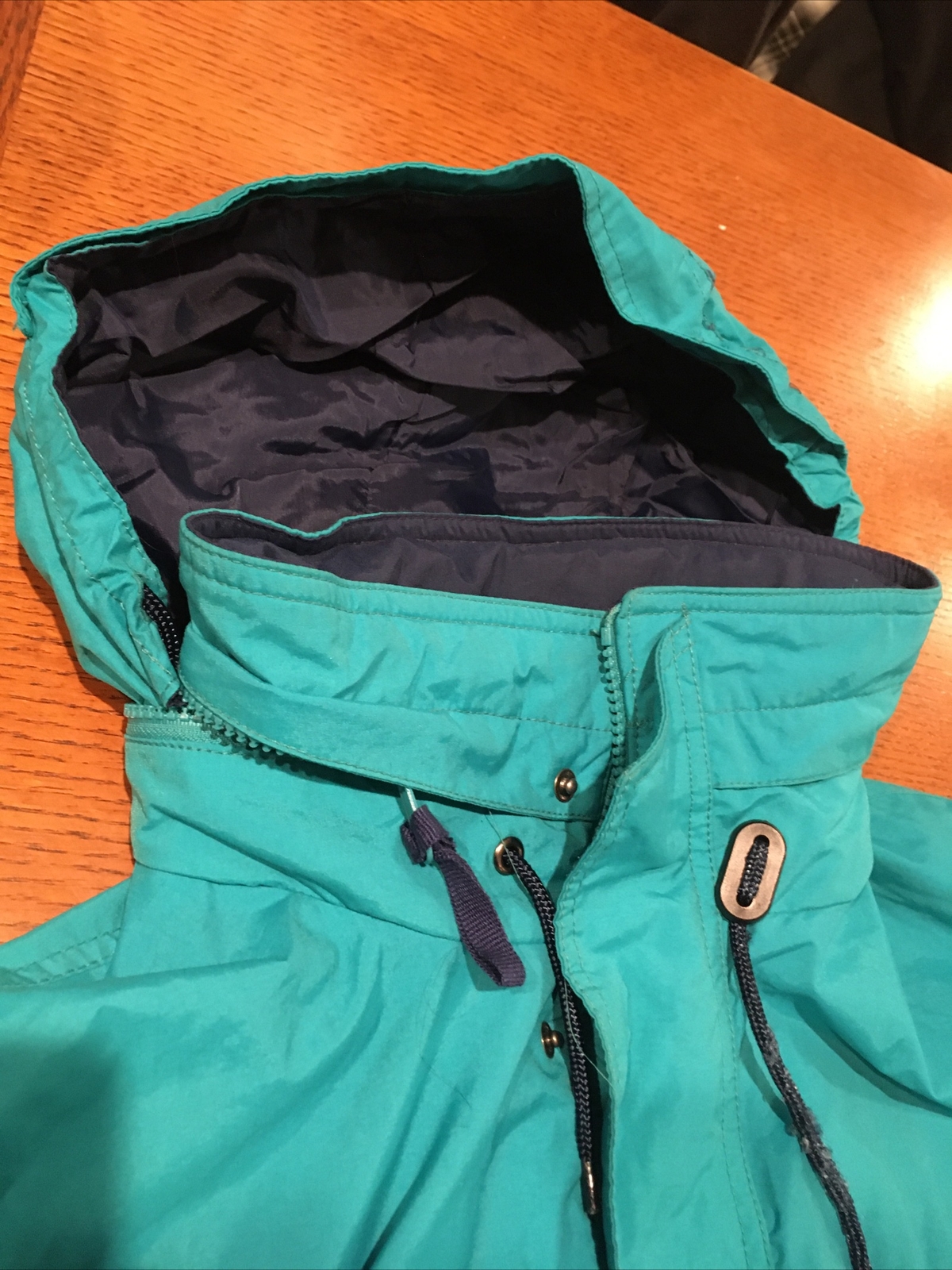 1990s Eddie Bauer Jacket Green Hooded Zip Up Ski Coa… Gem