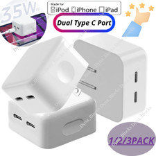35W Dual Port Fast Charger Block USB-C Wall Power Adapter For iPhone 13 12 11 XR