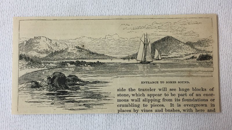 1872 magazine engraving~ ENTRANCE TO SOMES SOUND Mount Desert Island,Maine