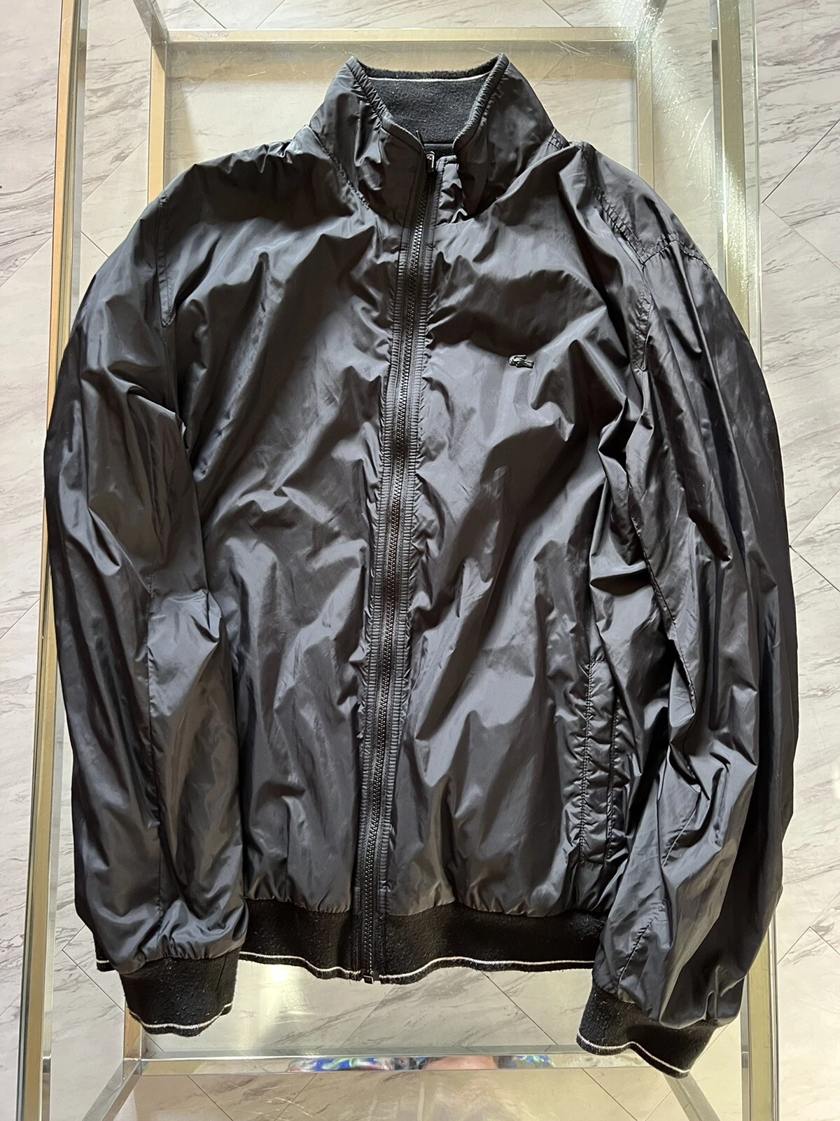 Veste en nylon résistante aux intempéries Lacoste bombardier réversible taille grande