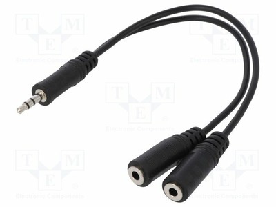 Cable 200mm Jack 3.5mm Female x2, Jack 3.5mm Male Black CA1046 o- and Video