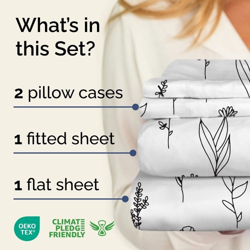4 Piece Floral Sheet Set, Soft & Wrinkle-Free W/ Elegant Designs by CGK Linens - Picture 41 of 47