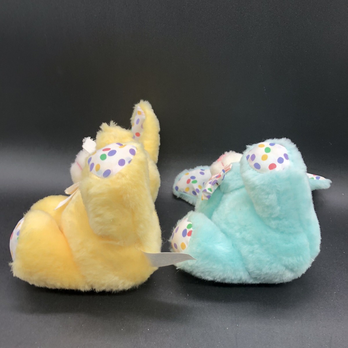 Vtg 2 Dan Dee Bunny Rabbit Plush Stuffed Yellow & Blue
