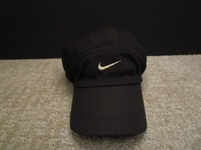 Vintage Nike Cap Hat Buckle Back Men Black Tailwind Panel Mesh Run Cycling 90s