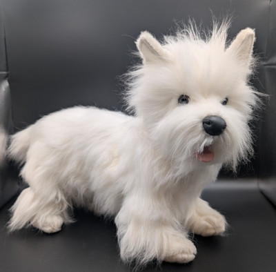 Vtg Hansa West Highland Terrier Plush Realistic White Fuzzy Puppy Dog Poseable