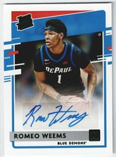 2021 Panini Donruss Draft Picks Romeo Weems Rookie RC Green Autograph #RR-RWE