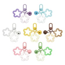 Star Keychain, 7 Pcs Candy Color Acrylic Pentagram Keychain, Mix Colors