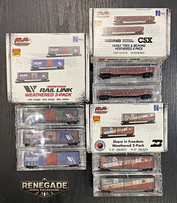 Atlas Micro-Trains N Scale Weathered Freight Car Lot 7 MRL CSX NS NP Boxed