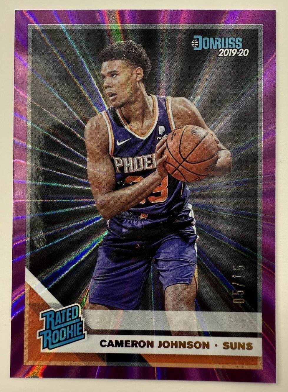 2019-20 Panini Donruss - Cameron Johnson #210 Rated Rookie Purple Laser /15 (RC)