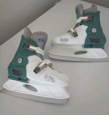 Glider Adjustable Ice Skates Easy-Fit EU 36 39 Youth Wmn WhiteTeal Hockey Skates
