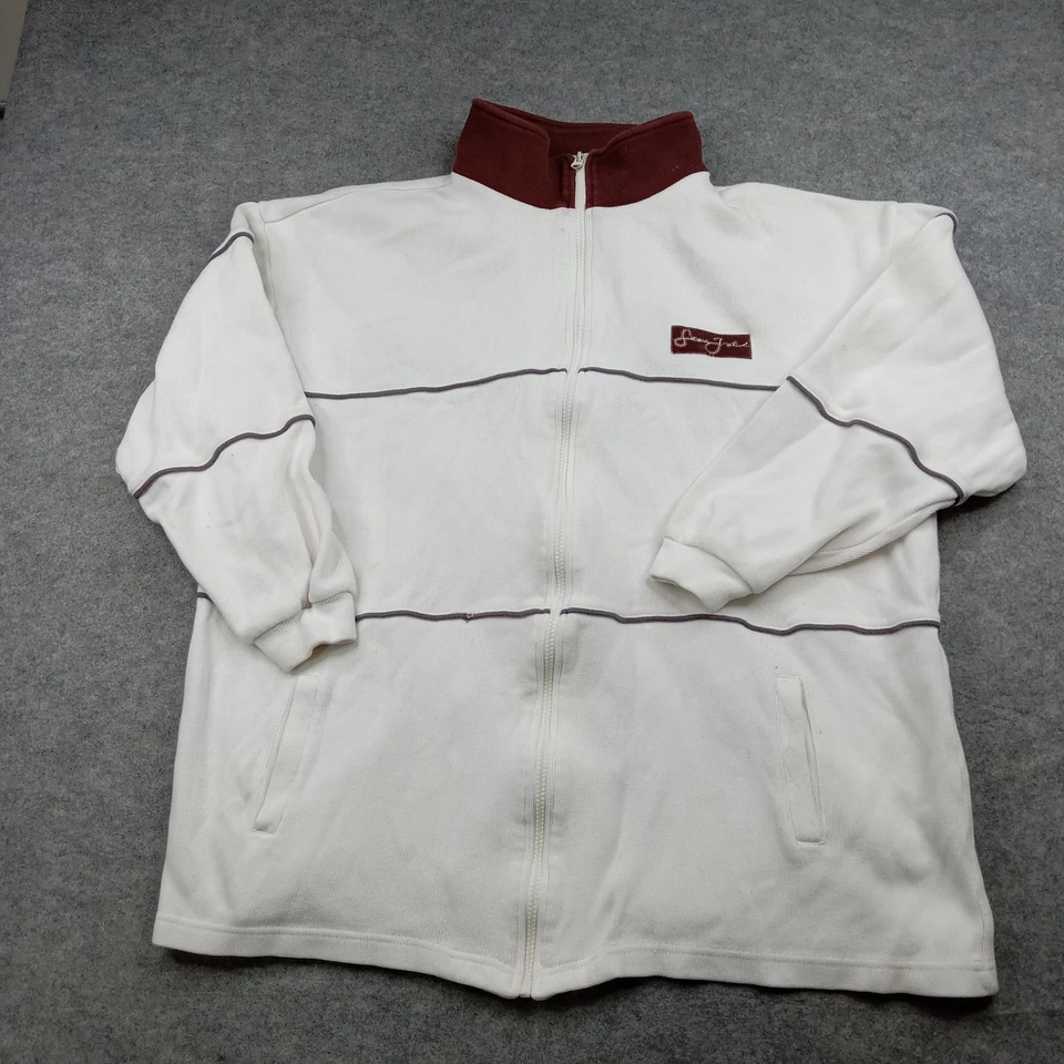 Conjunto de chándal Sean John para hombre 2XL blanco borgoña chaqueta con cremallera pantalones jogger Diddy Foto 2 de 4