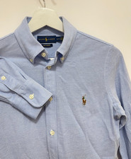 Polo Ralph Lauren Boys Youth Blue Button Down Knit Oxford Medium Preppy READ