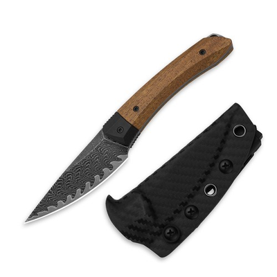 #ad Kizer Momo Fix 3 Fixed Knife Damascus Blade G10 amp; Wood Handle Sheath 1124A1 $109.98