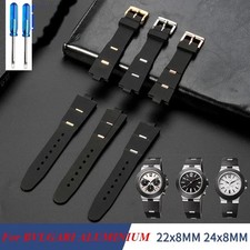Rubber Watch Strap for BVLGARI ALUMINIUM 8mm 22 24mm Convex Foldable Bracelet