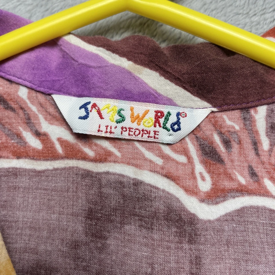 Jams World Lil' People Hawaiian Camp Shirt Bous S  Purple Gold Maroon Button Up - Image 3 of 4